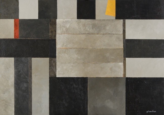 Georges Georges Troubat - Composition abstraite gris jaune et rouge 116