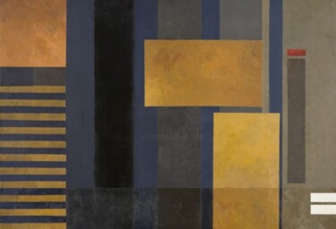 Composition abstraite jaune et bleu 130