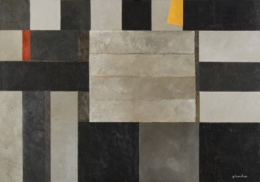 Composition abstraite gris jaune et rouge 116