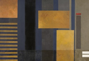 Composition abstraite jaune et bleu 130